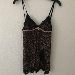 Leopard Print Lace Lingerie Cami Top